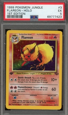 $20 • Buy 1999 Pokémon Jungle Flareon Holo 1st Edition PSA 5