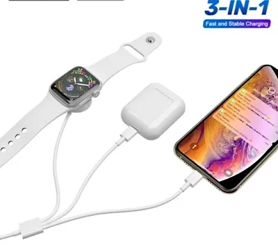 3 In 1 Magnetic Charging Cable For Apple Watch And  IPhone 15 IWatch USB C Cable • £5.99