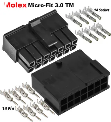 Molex  (14 Circuits) Male & Female Housing W/ Pins 20-24 AWG Micro-Fit 3.0™ • $11.25