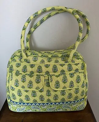 VERA BRADLEY Retired Citrus Lime Elephants Bowler Large Satchel Handbag Purse • $59.95