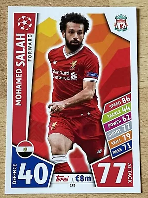 Match Attax Uefa Champions League 2017 2018 17 18 Mohamed Salah Liverpool • £0.99