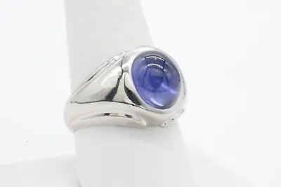 14K WHITE SOLID GOLD MEN'S BLUE NATURAL SAPPHIRE RING SZ 10 10.6grams • $599