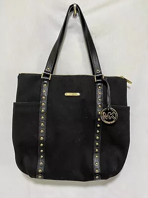 Black Cloth Michael Kors Tote Style Purse W/ Gold Details EUC • $39.99