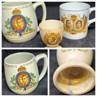 £10 • Buy King Edward VIII Commemorative Coronation Egg Cup 1937 Plus George VI Mugs