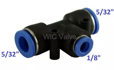 Pneumatic Reduced Tee Union Tube OD 5/32  To 1/8  Push In Fitting 5 Pieces • $14.99