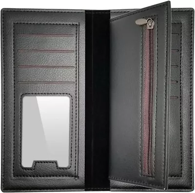 Men's Leather Long Wallet Bifold ID Card Holder Checkbook Clutch Purse Handbag • $8.99