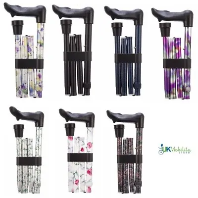 Folding Adjustable Arthritis Grip Cane/Walking Sticks - Right And Left Handed • £25.99