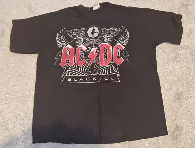 Vintage ACDC T Shirt XL Black Graphic Print Black Ice 2008 Tour Band Music • £18.99