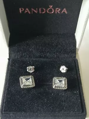 Pandora Clear Square CZ Earrings • $19.20