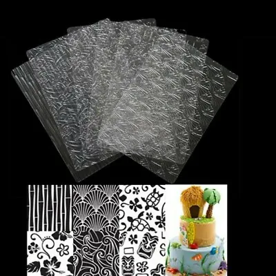 6pcs Set Texture Impression Mat Cakes Sugarcraft Bamboo Turtle Shell Flower  • £6.99