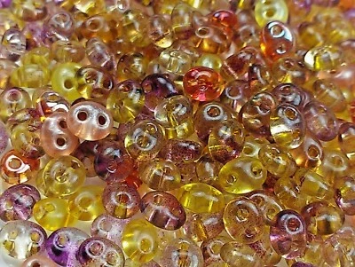 $4.27 • Buy Twin 2 Hole Czech Glass Seed Beads Size 2.5x5 Mm   MIXTURE COLOR # 20   50 Grams