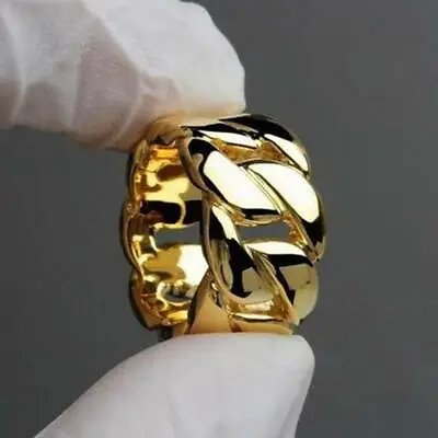 Men 14k Yellow Gold Plated Cuban Ring Party Jewelry Hip Hop Ring Boyfriend Gift • $1.89