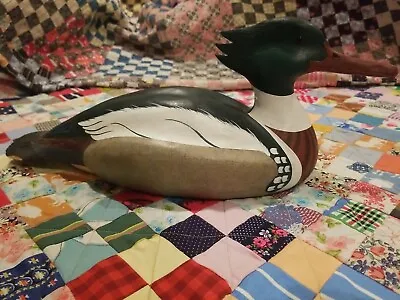 Wooden Red-breasted Merganser Decoy 2007 Handcarved Painted Signed Ed Kuhn Duck • $189