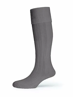 Scottish Wool Blend Kilt Hose Socks For Men's Grey Color • $13.99