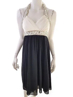 £48.89 • Buy Eva & Lola Size M Black Ball Gown Evening Dress Elegant Sleeveless Rhineston