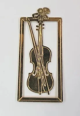 Vintage Gold Tone Violin Metal Bookmark 1996 Marked • $4.90