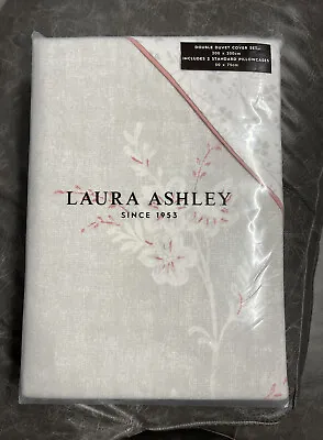 Laura Ashley Eva Sugared Grey Brushed Cotton Double Duvet Cover Bed Set BNIP • £34.99