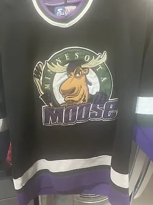 Vintage Starter Minnesota Moose Jersey Sz Youth L/XL IHL 90s • $60