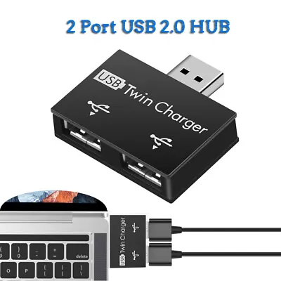 USB Hub 2.0 Dual USB Splitter For Huawei Xiaomi Macbook Pro Computer Accessories • £3.59