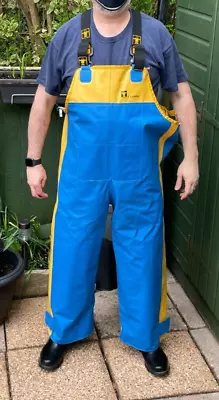 Guy Cotten X-Trapper Blue Yellow Oilskins Bib Trousers Size 2/M Excellent Cond • £25