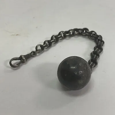 Antique Victorian Sterling Silver Chunky Ball Fob Pocket Watch Chain • $150