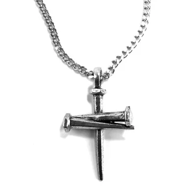 3 Nails Cross Necklace Lead Free Pewter Made In The USA (c80Lch) • $12.99