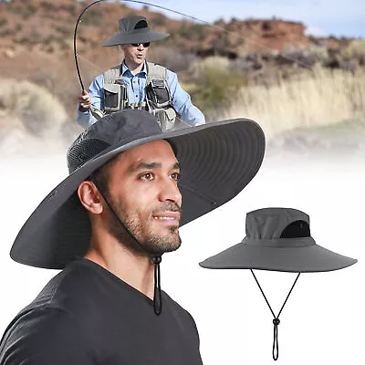 Wide Brim Sun Hat UV Protection Bucket Cap For Hiking Camping Fishing Women Men • $9.98