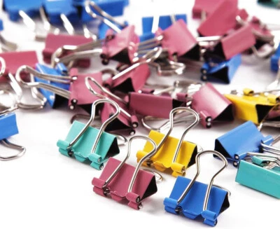 £3.29 • Buy Binder Clips 50Pcs Colored Foldback Clips 15mm Mini Clips Metal Bulldog Clips