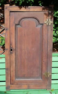 Antique Oak Wood Cupboard Cabinet Door In Frame Ornate Brass Hinges 39  X 22  • $43.55