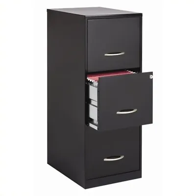 Space Solutions Metal 3 Drawer Vertical File Cabinet With Lock Black • $134.59