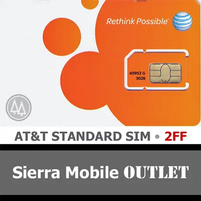 AT&T MINI STANDARD SIM Card 2FF • GSM 4GLTE • OEM Prepaid Or Postpaid •  ATT NEW • $2.28