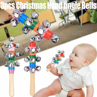 Christmas Hand Bells Jingle Instrument Musical Kids Children Toy Percussion Toy • £4.18