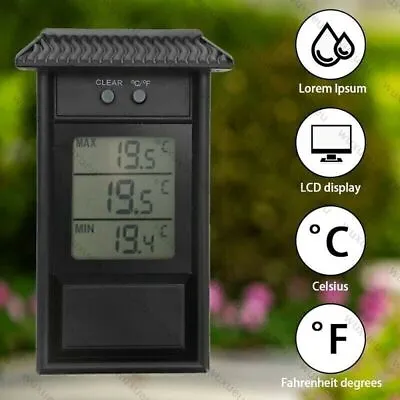 Digital Max Min Greenhouse Thermometer Garden Indoor Outdoor Wall Room • £8.76