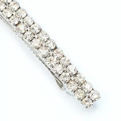 £3.75 • Buy Diamante Crystal Double Row Barrette  6.5cm Hair Clip Hair Grip Prom Bridal UK