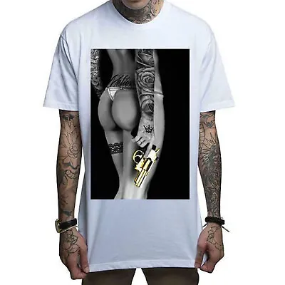 Mafioso Men's Goldie White Short Sleeve T Shirt Clothing Apparel Tattoo Skull... • $26.24