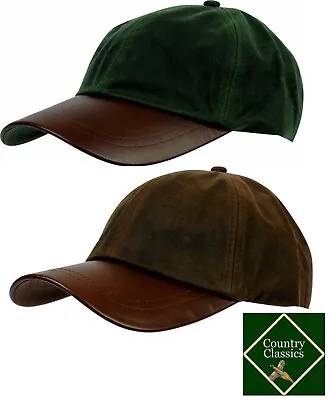 Mens Wax Baseball Cap Leather Waterproof Hacking Shooting Outdoor Waxed Hat  • £16.99