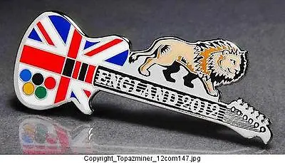 Olympic Pin Badge 2012 London England Uk Union Jack Flag Guitar & Lion (silver) • $4.99