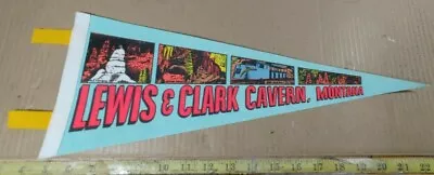 Vintage Lewis & Clark Caverns Montana Felt Pennant 17.5  {cm683} • $15