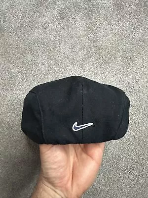 Vintage 90s Nike Mens M Golf Newsboy Flat Cap Cabbie Hat Black Tiger Woods • $50