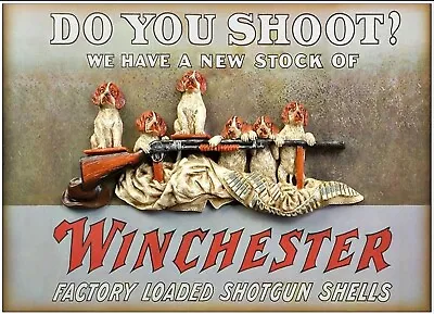 Vintage Winchester Rifle Hunting Advertising Sign NEW Poster Dogs Art  • $9.99