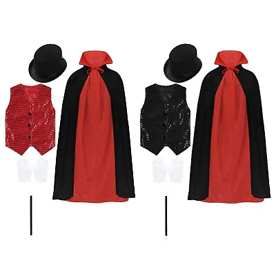 Kids Boys Cosplay Wizard Outfit Fancy Magician Dance Magic Show Carnival Party • $19.22