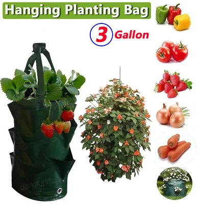 £4.29 • Buy Garden Hanging Plant Bags Pouch Tomato Strawberry Flower Herb Planter Grow 3 Gal