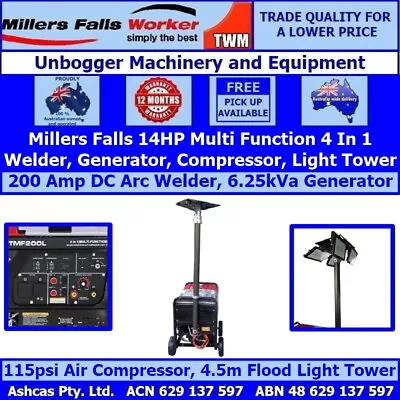 Millers Falls 4 In 1 Arc Welder Generator Air Compressor & Light Tower • $4949