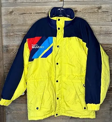 Vintage 90s TEAM SUZUKI Official Race Gear Nylon Jacket Racing Full Zip | Size M • $79.98