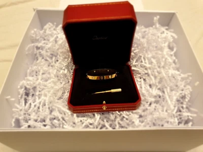 £7331.44 • Buy Authentic Cartier Love 4 Diamonds 18K Size 17 Box Certificate 2021