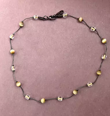 Dabby Reid Bronze Tone Choker Necklace With Gold And Clear Beads 15  • $30