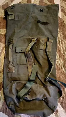 Vintage Heavy Duty Military Duffle Bag US Canvas Army Green Type Ll • $39.99