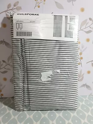 Pair IKEA Gulsporre Grey White Classic Striped Curtains 145 X 300 Cm 57x118   • £39.99