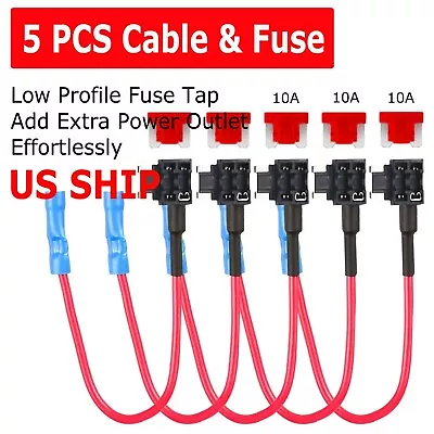 5 PCS SET ADD-A-CIRCUIT 10Amp BLADE STYLE Low Profile MINI FUSE HOLDER FUSE TAP  • $6.99