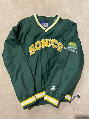 Vintage NBA SEATTLE SONICS Basketball Pullover STARTER  Mens L Large Old Logo • $152